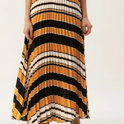 U&F Striped High-Rise A-Line Maxi Skirt image 1
