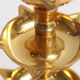 Exotic India Gold Toned Peacock Three-Layer Oil Lamp image 4