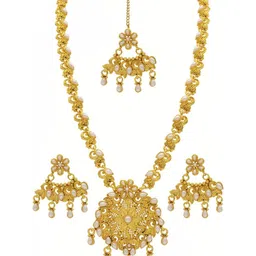 Women Click Gold-Plated Stones Studded & Beaded Jewellery Set-picture-41