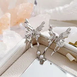 KRENOZ Silver-Plated Pearls Beaded Animal Shaped Studs-image-58