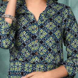 Saffron Threads Women Ethnic Motifs Print Shirt Collar Fit & Flare Midi Dress image 4