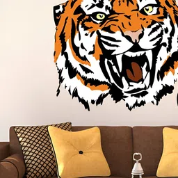 LANSTICK Brown & Black Printed Tiger Angry Face Wall Stickers image 3