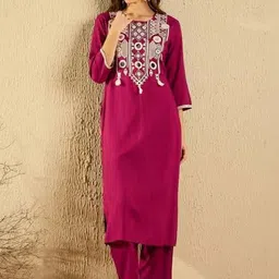 VS MALL Women Ethnic Motifs Embroidered Regular Mirror Work Kurta with Trousers & With Dupatta image 2
