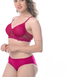 samvar Women Pink,Black,Brown Cotton Bra Panty Set for Lingerie Set Undergarments Pack of 3 image 3