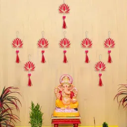 ecraftindia Pink Wood Lotus Flower Decorative Wall Hanging for Home Decor (1Piece)-picture-14