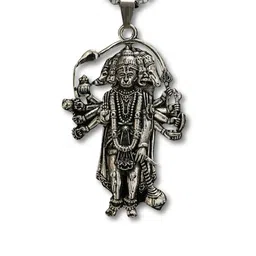 Japam Unisex Silver Plated Panchmukhi Hanuman Ji Pendant With Chain image 2