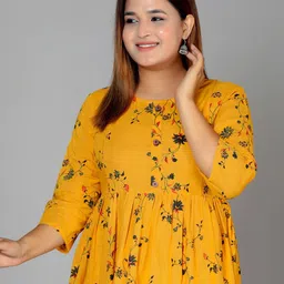 TUNIYA Floral Printed Round Neck Fit And Flare Midi Maternity Cotton Ethnic Dresses image 4