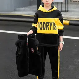 INCLUD Boys Typographic Printed Hooded Sweatshirt With Vest & Jogger-picture-20