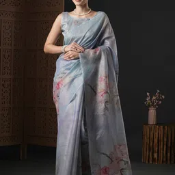 Mitera Floral Zari Organza Saree-picture-33