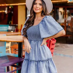All about you Women Flared Sleeve Denim Fit & Flare Dress-picture-38