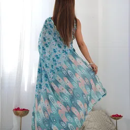 CANIZZARO Floral Printed Mirror Work Saree image 2