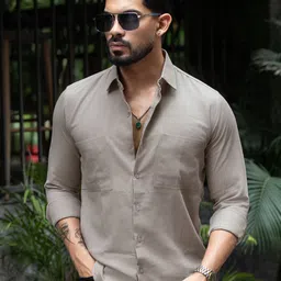 Urban Scissors Men Comfort Fit Solid Spread Collar Cotton Casual Shirt-picture-26