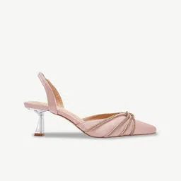 PURPLEHUNT Textured PU Kitten Peep Toes image 2