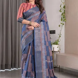 MAHARANI COUTURE Ethnic Motifs Printed Zari Pure Cotton Banarasi Saree image 5