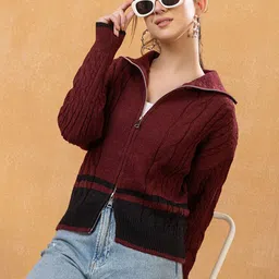 all about you Long Sleeves Woollen Front-Open Sweater-picture-12