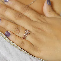 Kord Store Set Of 2 Rose Gold-Plated Stone-Studded Adjustable Finger Ring-picture-57