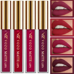 VOZO Set Of 4 Matte Lips Liquid Lipstick- Cherry Red101- Red104- Magenta105- Wine 201 New image 1