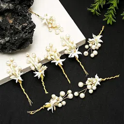 YouBella Women Pack Of 8 Beaded Hair Accessory Set-image-27