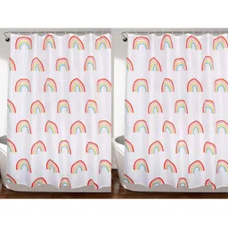 Kuber Industries 2-Pcs White Rainbow Print ShowerCurtains image 3