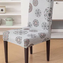 house of quirk MULTITEX Set Of 6 Grey & Black Printed Chair Covers image 5