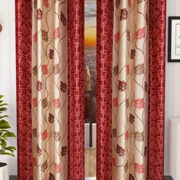 Galaxy Home Decor Maroon 2 Pieces Floral Window Curtain-image-56