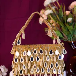 Swisni Embellished Mirror Work Flap Shopper Handheld Bag-picture-23