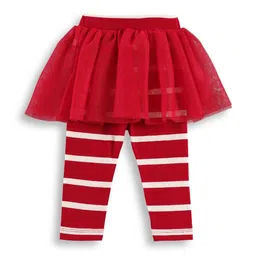 JusCubs Infants Striped Leggings With Tulle Skirt Overlay image 3