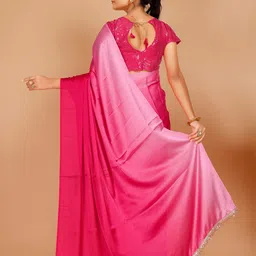 Garden Vareli Ombre Dyed Satin Saree With Blouse image 4