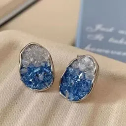CIKIT Artificial Stones Studded Enamelled Oval Studs-picture-45