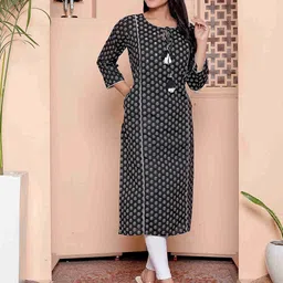 NAVYAAZRI Women Floral Printed Thread Work Kurta image 2