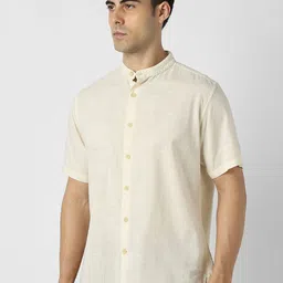 VAN HEUSEN DENIM LABS Slim Fit Band Collar Pure Cotton Opaque Shirt image 2