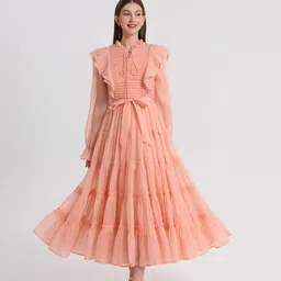 JC Collection Bell Sleeves Ruffles Fit & Flare Tiered Midi Dress-picture-27