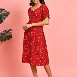 CORSICA Floral Print Puff Sleeve A-Line Dress image 4