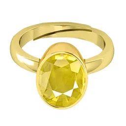 VISHVMA Gold-Plated 9 Ratti To 9.50 Ratti Sapphire Pukhraj Gemstone-Studded Finger Ring-picture-28