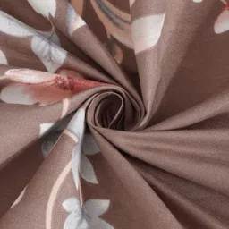 Myntra Elegant Homes Brown & White Floral 300 TC King Bedsheet Set-2.5 m X 2.20 m image 3
