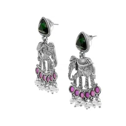 Shining Jewel - By Shivansh Silver-Plated Cubic Zirconia Studded Drop Earrings image 2