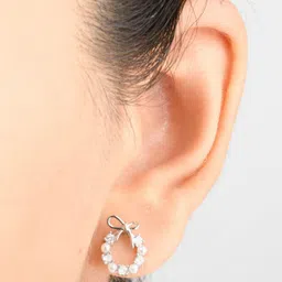 PolluxCraft Gold-Plated Artificial Stones Studded & Beaded Contemporary Korean Studs image 5