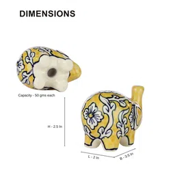 vareesha Manohar Yellow White Ceramic Elephant Salt n Pepper Set image 3