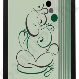 Green Ganesha Minimalist Line Drawing Indian Hindu God Home Wall Decor Religious Frame-image-2
