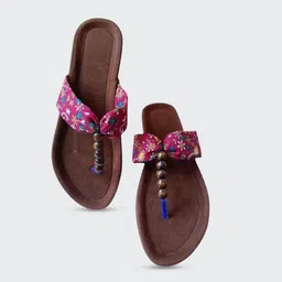 VANIYA SHOES Floral Printed T-Strap Flats image 3