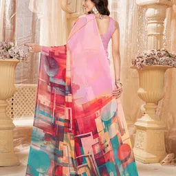 Garden Vareli Abstract Printed Pure Georgette Saree image 3