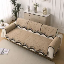 HOKIPO Brown Luxruy Supple Sofa Wavy Mat 3 Seater Complete Set image 5