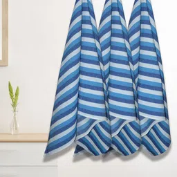 Athom Living Iris Blue 3 Pieces Striped 210 GSM Cotton Bath Towel-picture-18