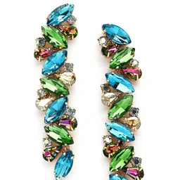 Bohey by KARATCART Gold-Plated Rhinestone Studded Teardrop Shaped Drop Earrings image 2