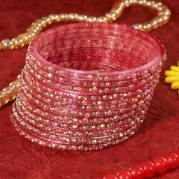 LAVAZZA Set Of 12 CZ-Studded Glass Bangles-image-82