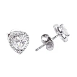 Clara Rhodium-Plated Contemporary Cubic Zirconia Studded Earrings image 3