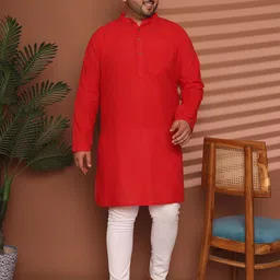 Enchanted Drapes Men Plus Size Mandairan Coller Thread Work Kurta-picture-15