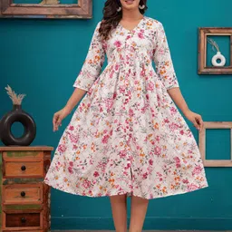 INAVISH Floral Print Fit & Flare Midi Dress-image-2