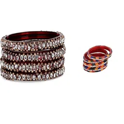 SOMIL Women Pack Of 2 Multi And Maroon Glass Ethnic Handcrafted Traditional Bangle-picture-40