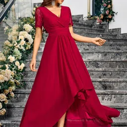 StyleCast V-Neck Lace Inserts Wrap Maxi Dress image 3